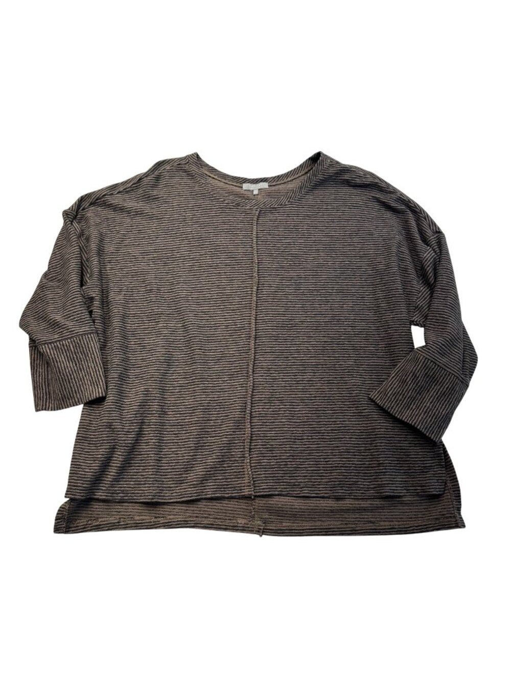 Habitat Cotton Boxy Top Womens Size XL 3/4 Sleeve Neutral Lagenlook Casual